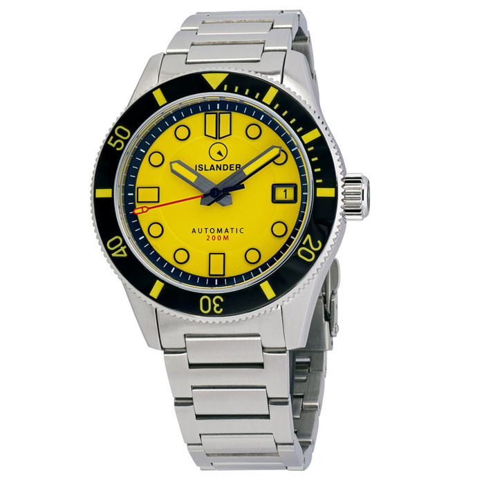Islander "Bumble-Bee" Bayport 40mm Automatic Dive Watch with Yellow Dial #ISL-172 zoom